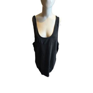 Free People Loose Tank Top SZ L Low Cut Fleece Racerback Top Zipper Pocket NWOT